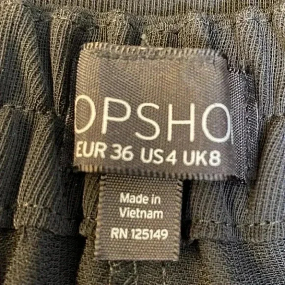 Topshop Trousers Relaxed Fit Pleated Pants Black White Side Stripe Size 4 - Picture 13 of 14